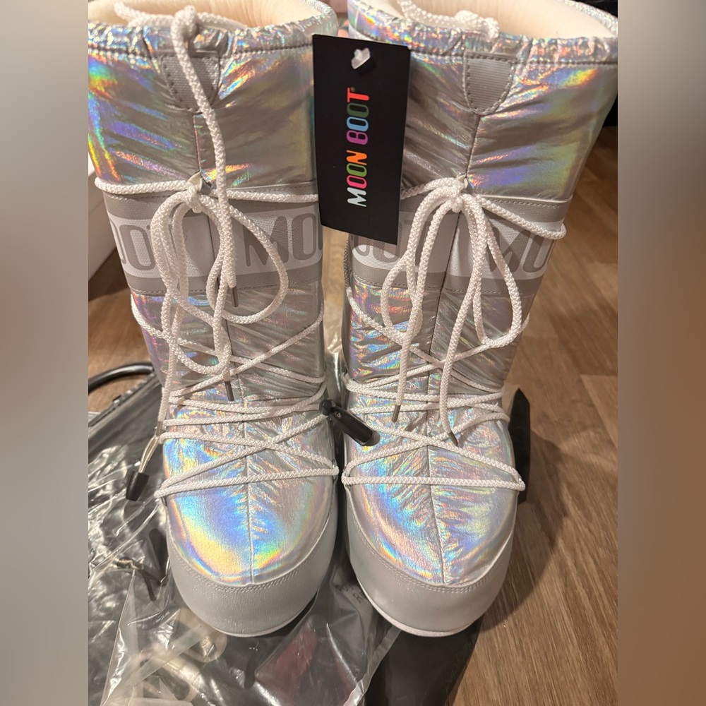 Moon Boot Silver Iridescent Winter Boots
